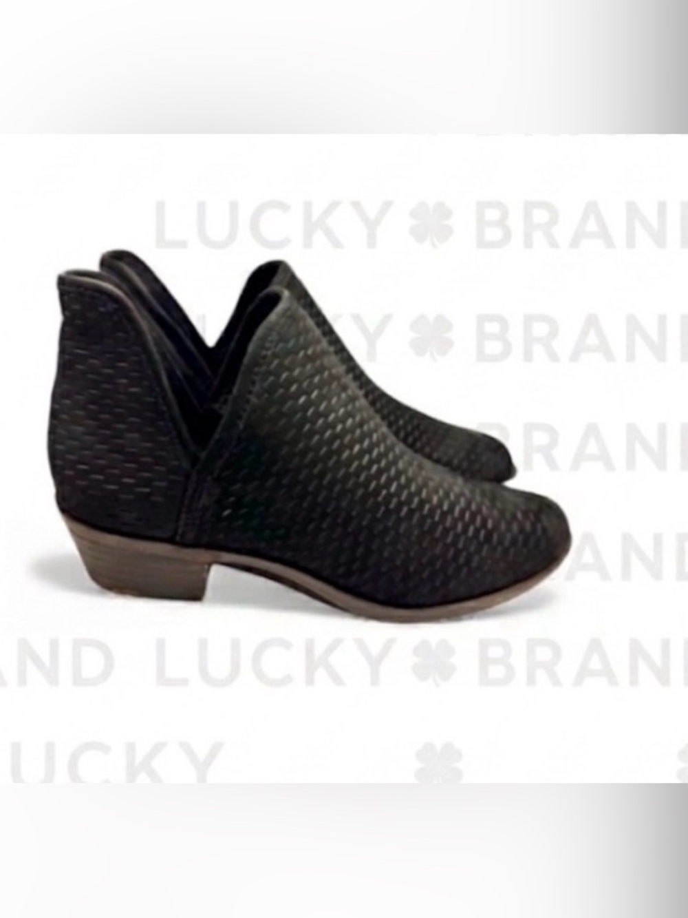 New authentic Lucky Brand designer black leather booties sz 6 display